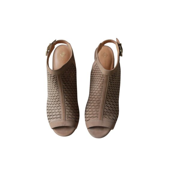 Antonio Melani Womens Lyona Tuscan Taupe Peep Toe Leather Heeled Sandals 9M - Picture 3 of 16